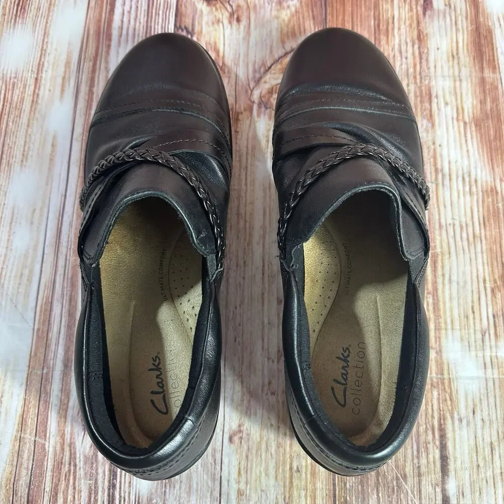 Clarks CORA BRAIDSHOE Size 10 Black Leather Braided Braid Loafers Flats Shoes - Picture 5 of 10